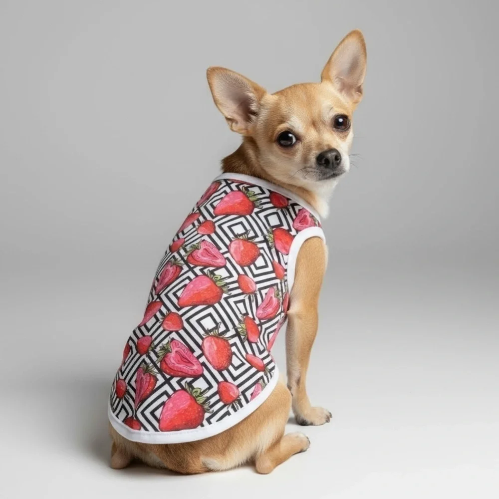 Strawberry Graphic Dog Tank Shirt